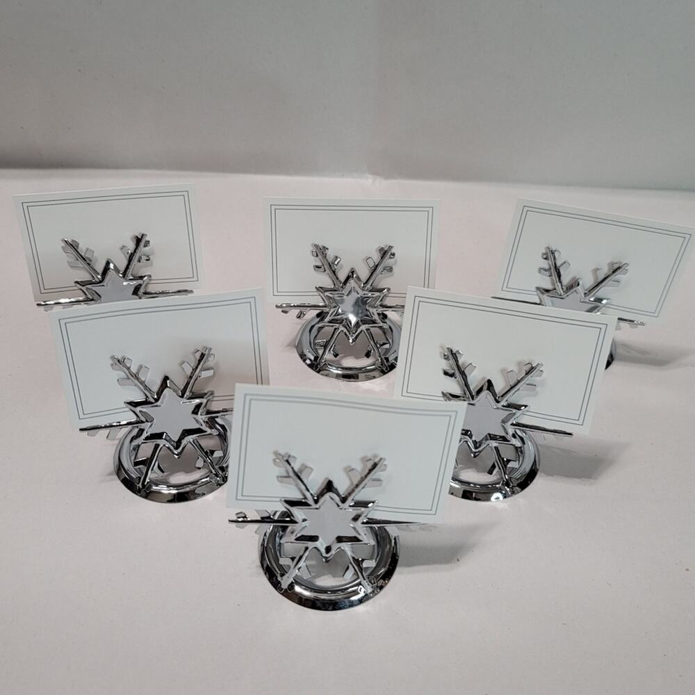 Pier 1 Imports Silver-Tone Six Snowflakes Place Card Holders